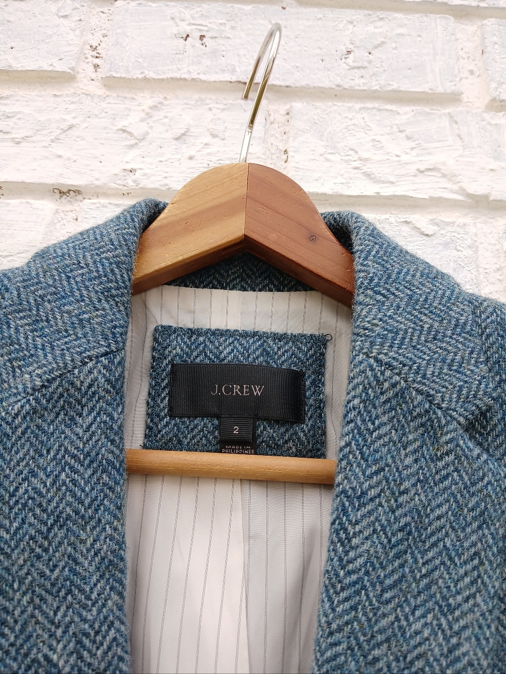 J. Crew Campbell Blazer Wool Blue Herringbone - Picture 4 of 9